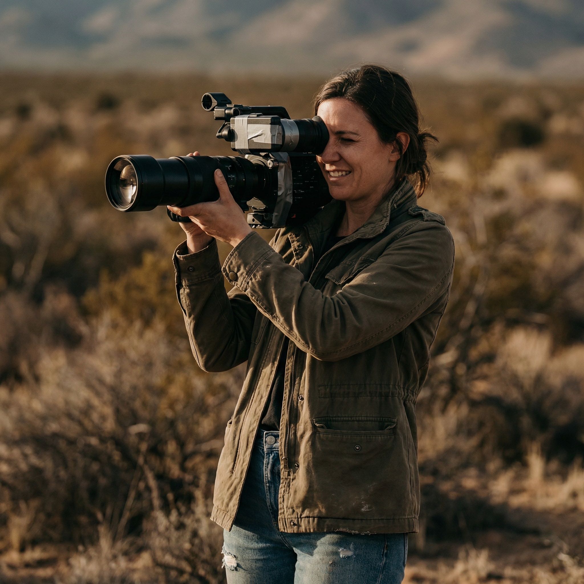 Documentary filmmaker on location